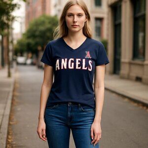 LA Angels Women’s XS Navy V-Neck MLB Tee